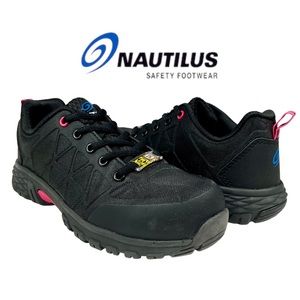 Nautilus Women’s 6.5 Safety Work Shoes Black Pink Composite Toe